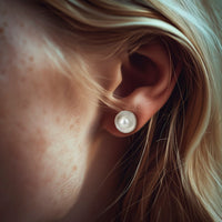 White Pearl, Small, Sterling Silver Posts