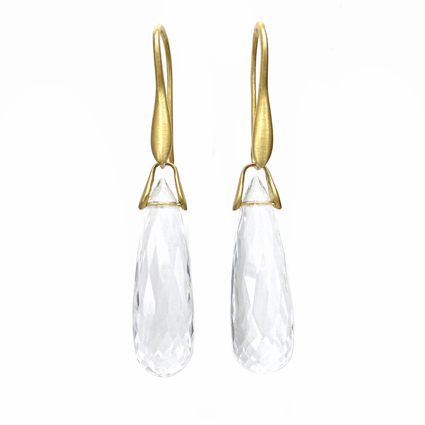 Rock Crystal Briolette Trapeze Earrings