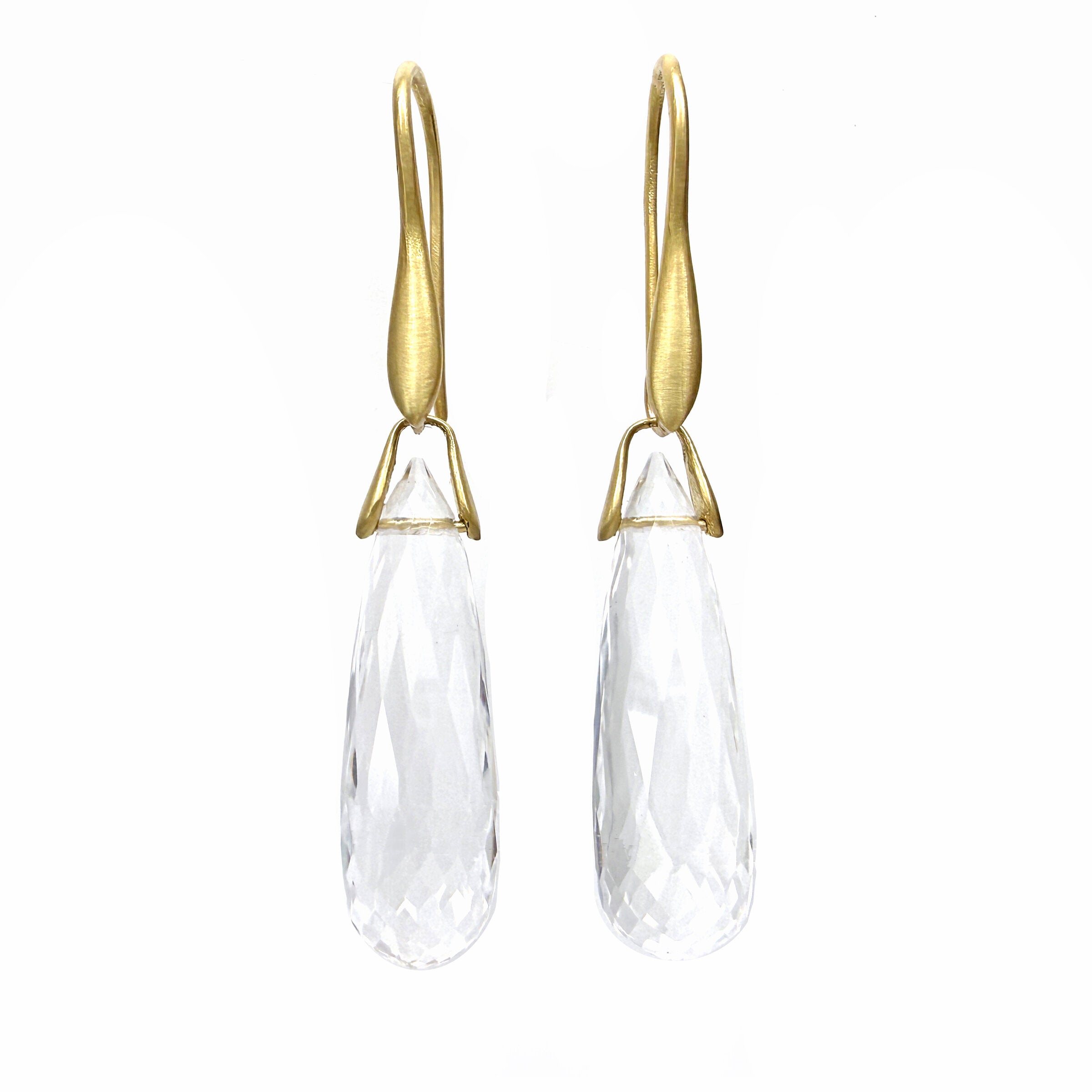 Rock Crystal Briolette Trapeze Earrings