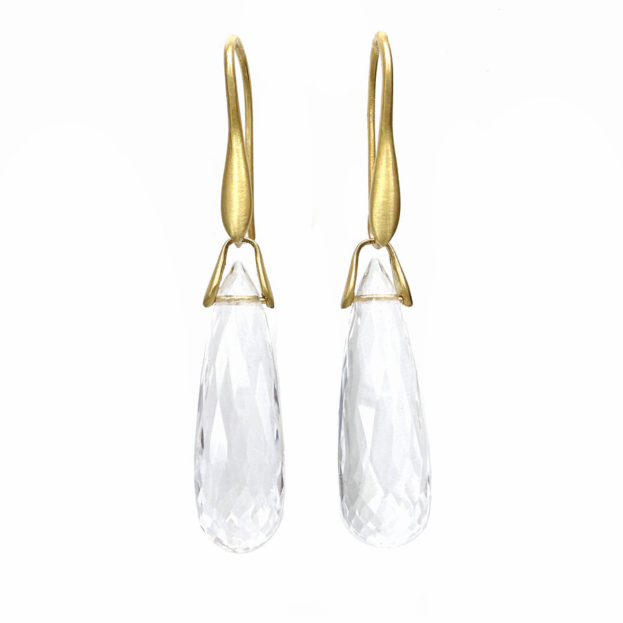 Rock Crystal Briolette Trapeze Earrings