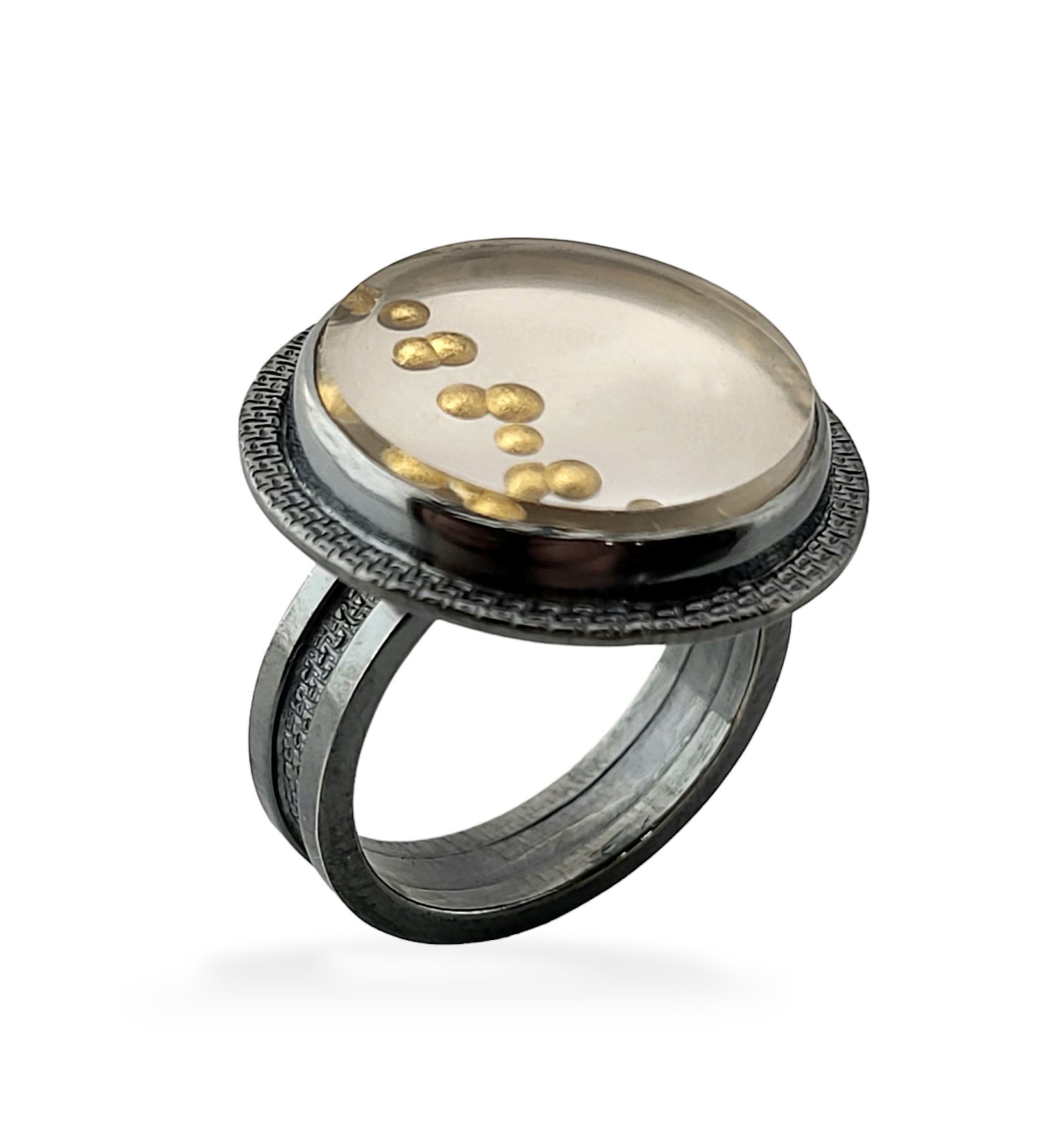 Gold Bubble Stripe Ring