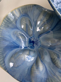 Porcelain Wall Installation with Deep Teal Crystalline