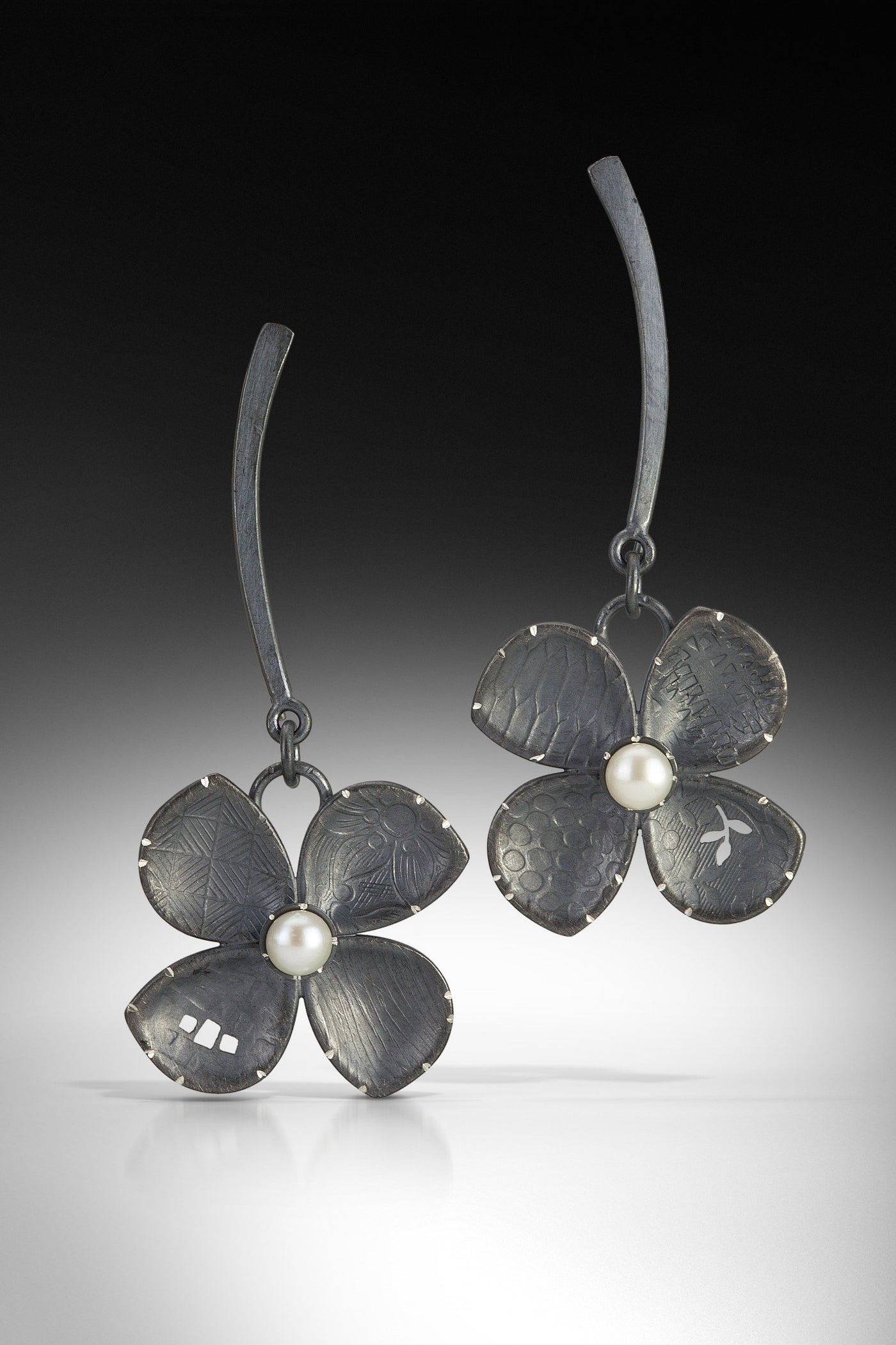 Rounded Four Petal Flower Earrings