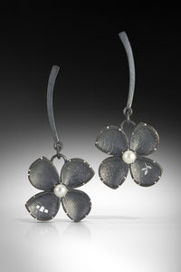 Rounded Four Petal Flower Earrings