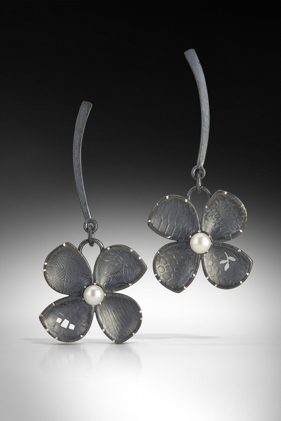 Rounded Four Petal Flower Earrings