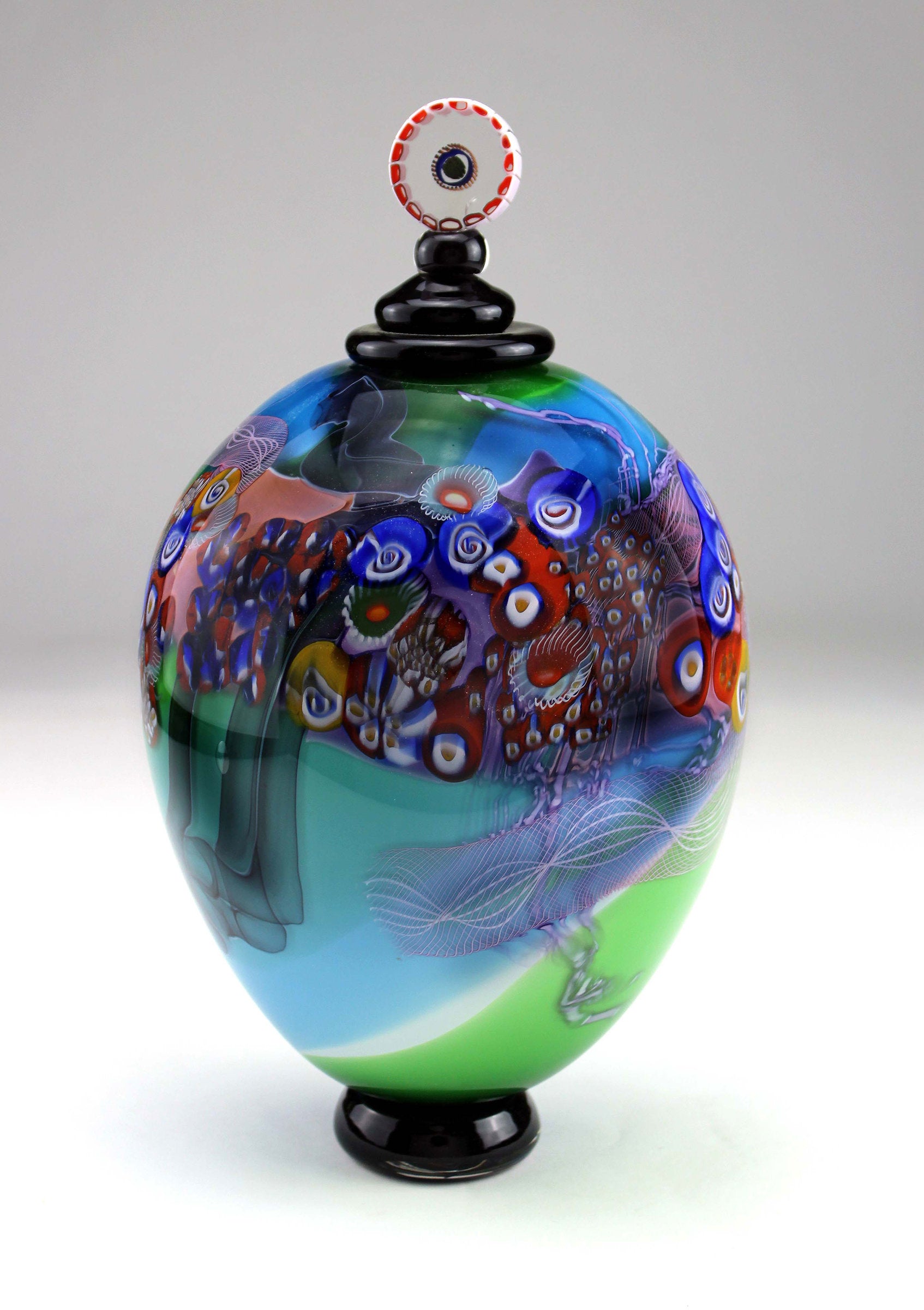 Color Field Jar in Aqua and Lime
