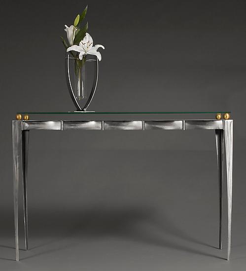 Steel /Glass / Brass Console Table