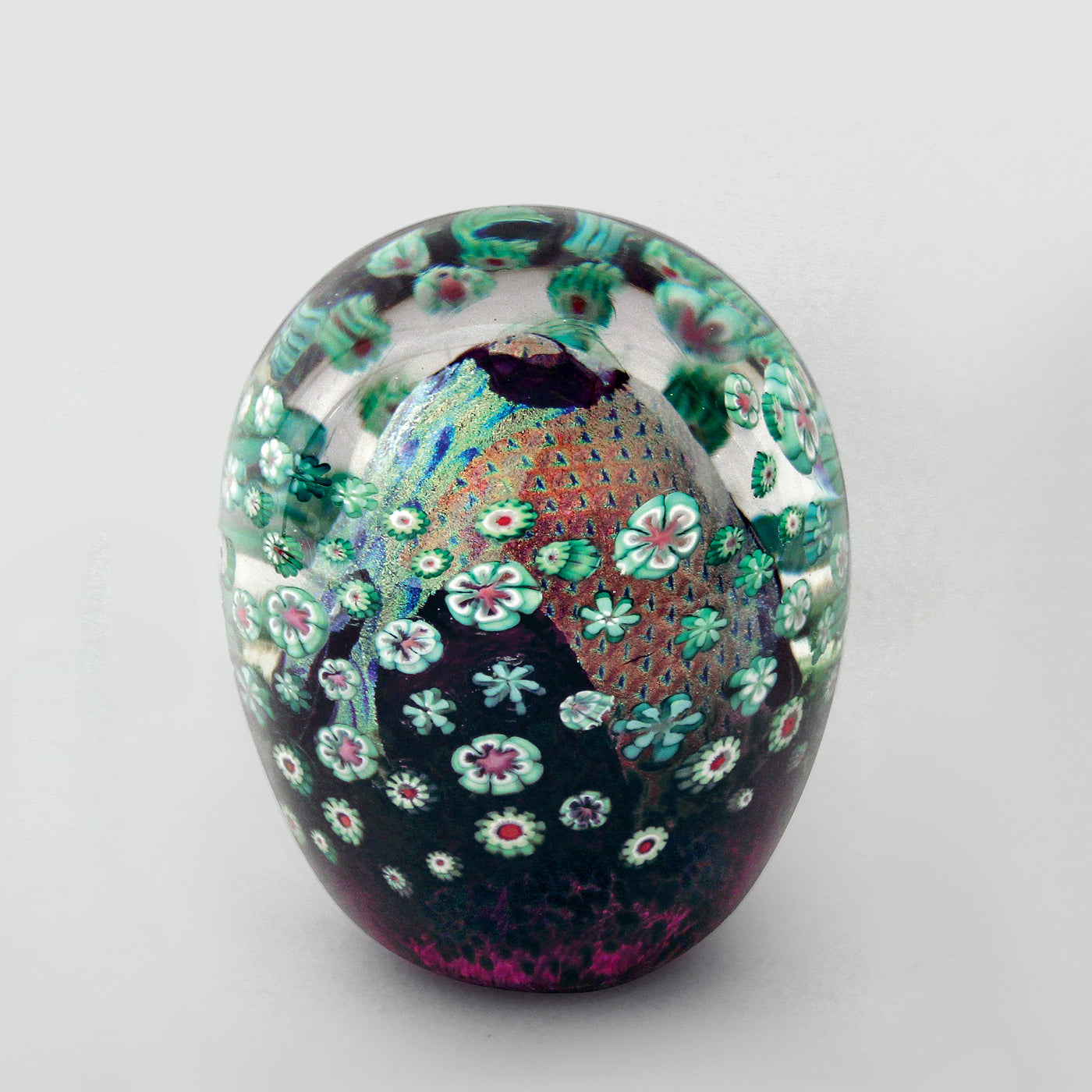 Purple and Celadon Floral Paperweight