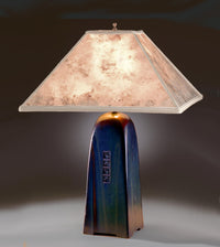 North Union Lamp in Onyx Glaze with Silver Mica Shade