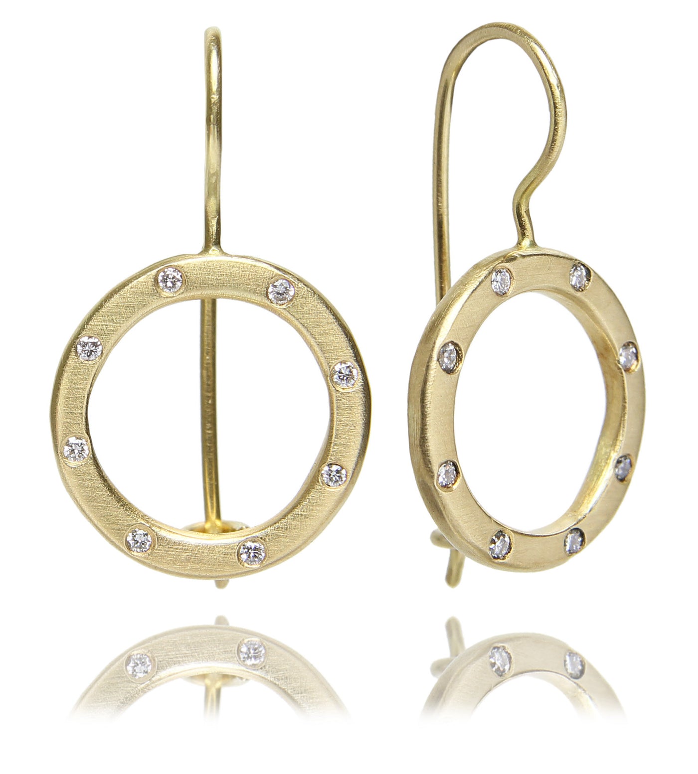 18k Gold and Diamond Dangly Circles