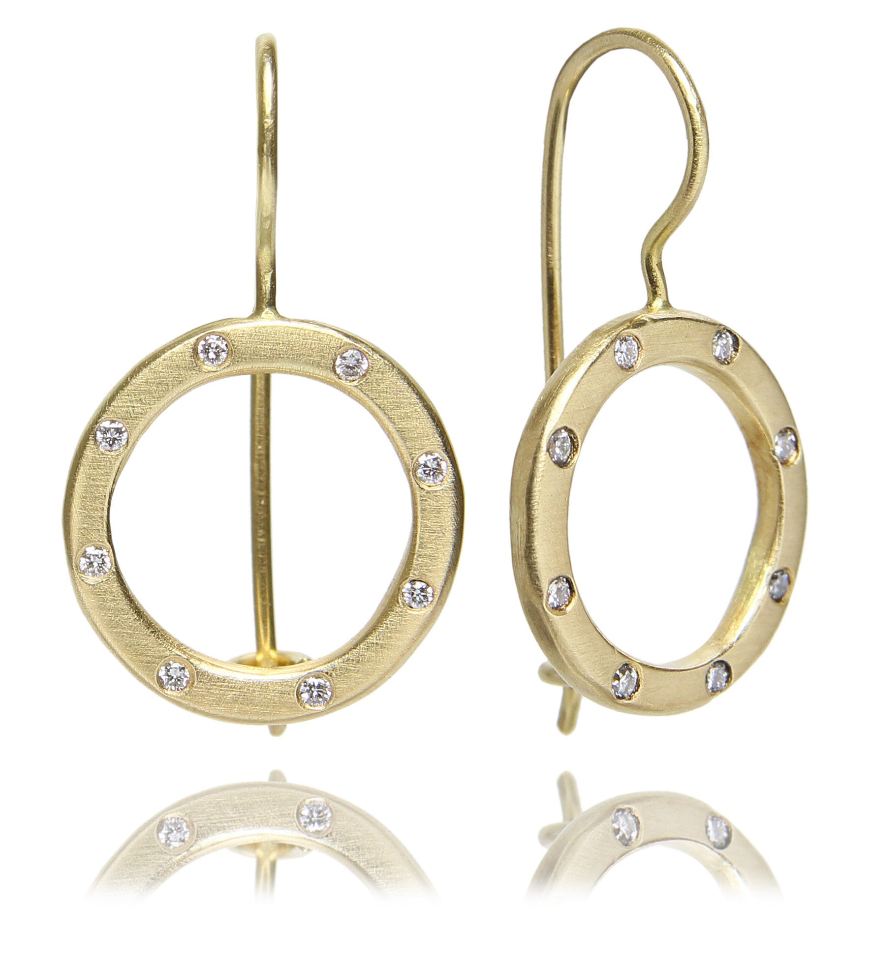 18k Gold and Diamond Dangly Circles