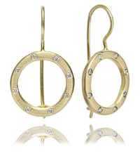 18k Gold and Diamond Dangly Circles