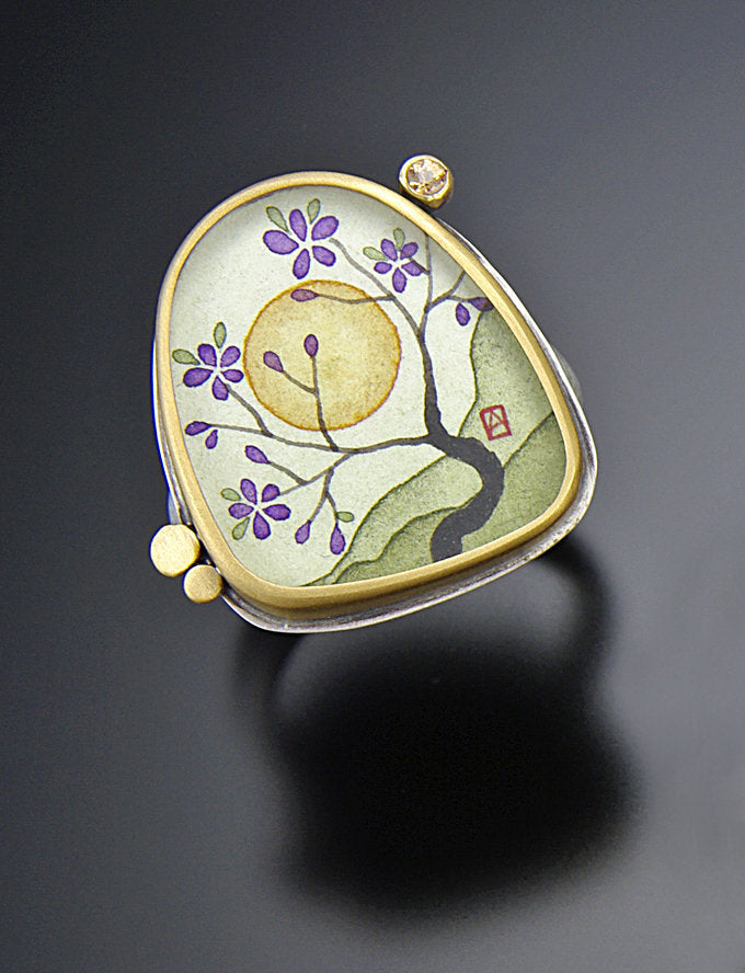 Plum Blossom Ring with Sapphire