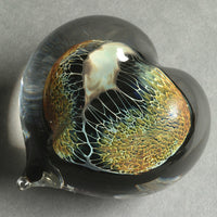 Amber Silver Veil Heart Paperweight