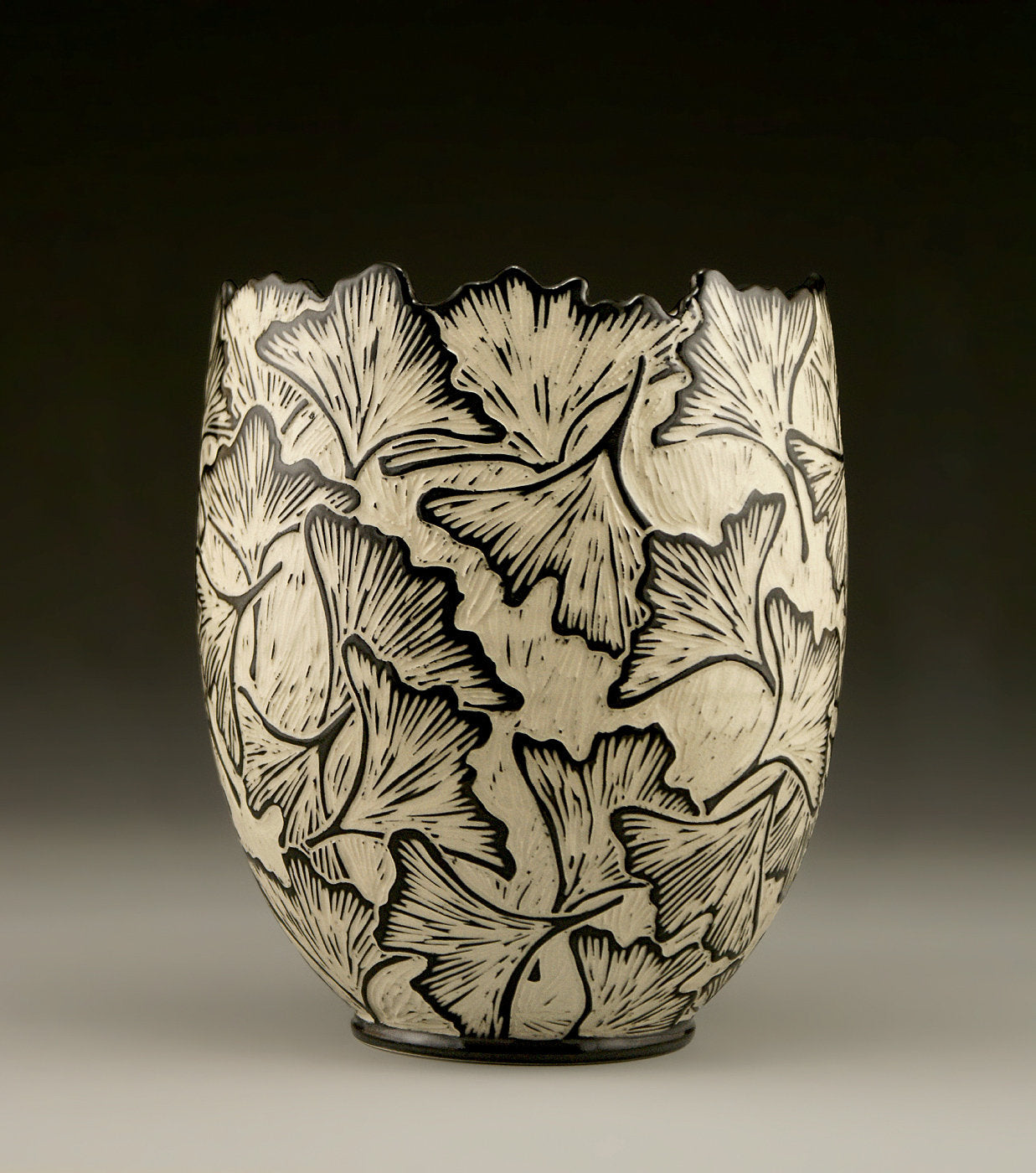 Ginkgo Vase with Carved Edge