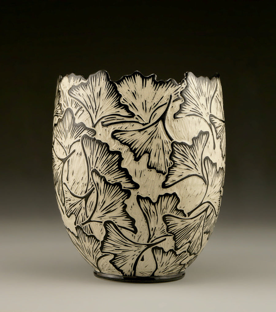 Ginkgo Vase with Carved Edge