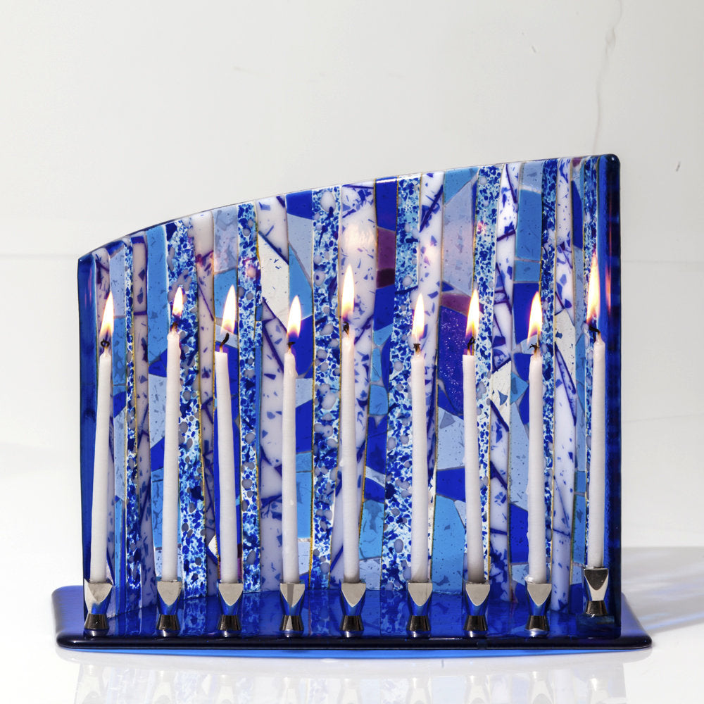 Blue and White Forest Menorah