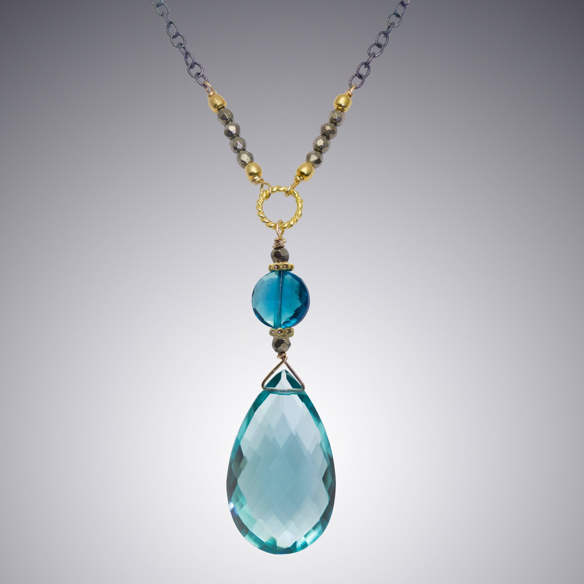 Aqua Quartz and London Blue Quartz Necklace