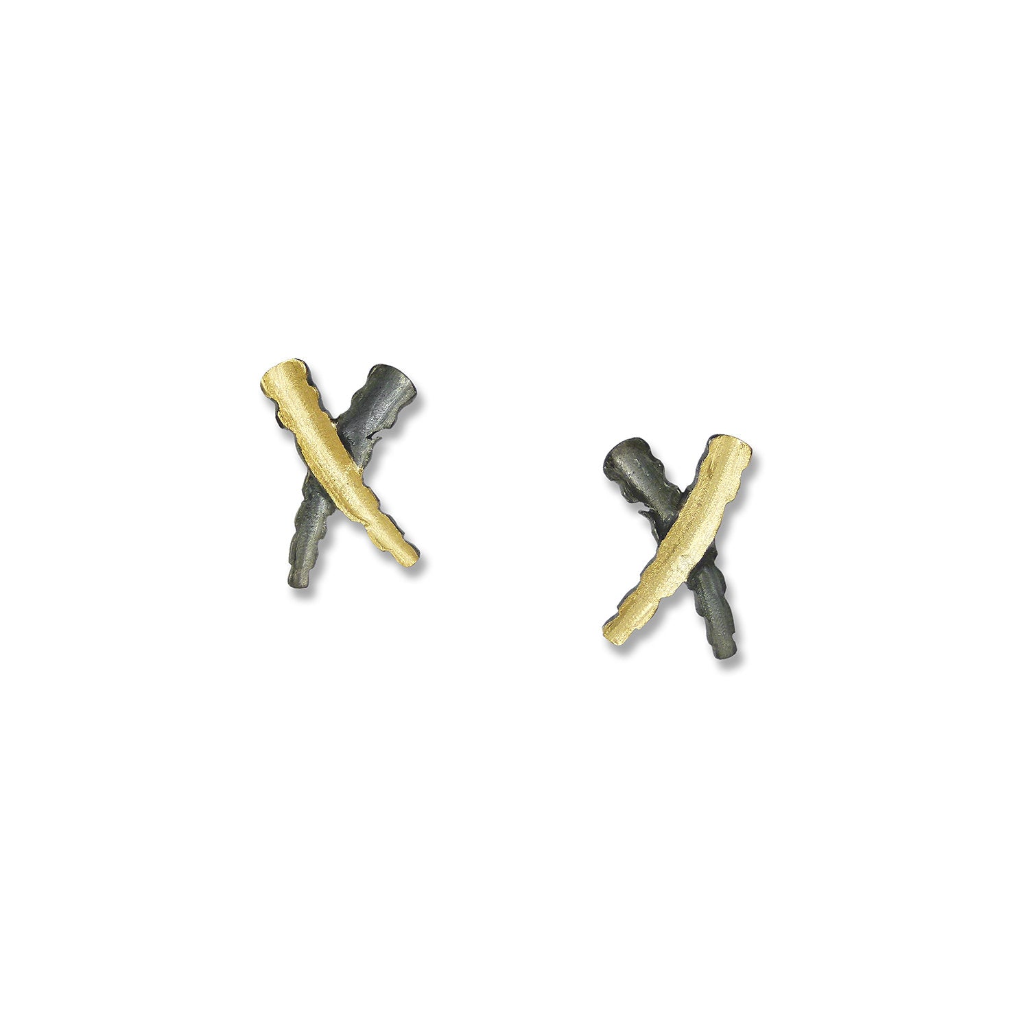 Black and Gold Rough X Earrings