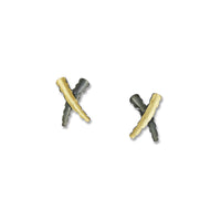Black and Gold Rough X Earrings