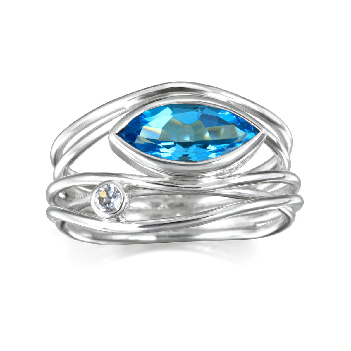 Silver & Blue Topaz East West Ring