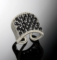 Black Spinel Plaited Tall Ring