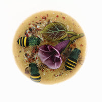 Bumblebee Trio with Morning Glory Miniature Paperweight