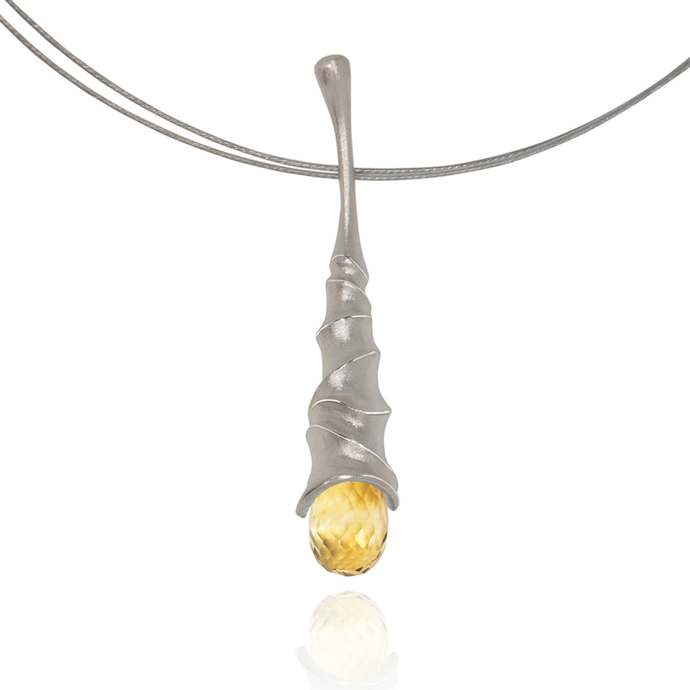 Sandblasted Silver with Yellow Citrine