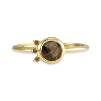 Golden Sheen Sapphire and Diamond Rhiannon Ring