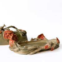 Peacock and Roses Butter Dish in Sage