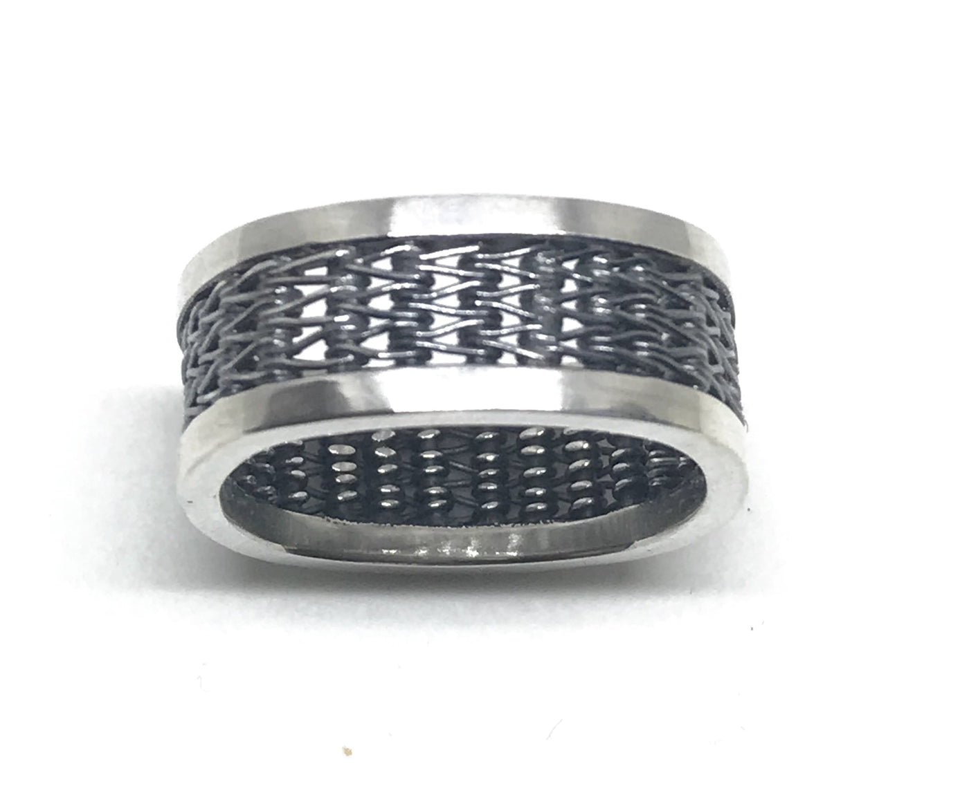 Men's Herringbone Woven Square Ring