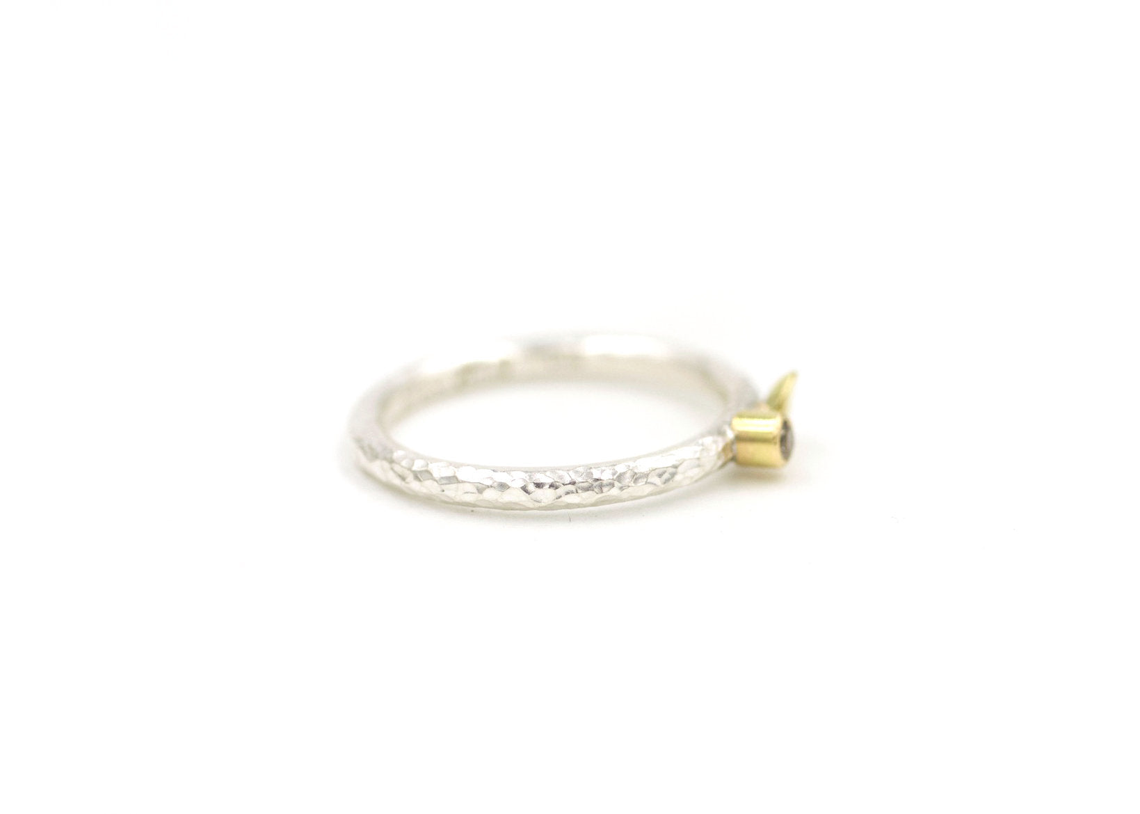Silver & Gold Champagne Diamond Ring