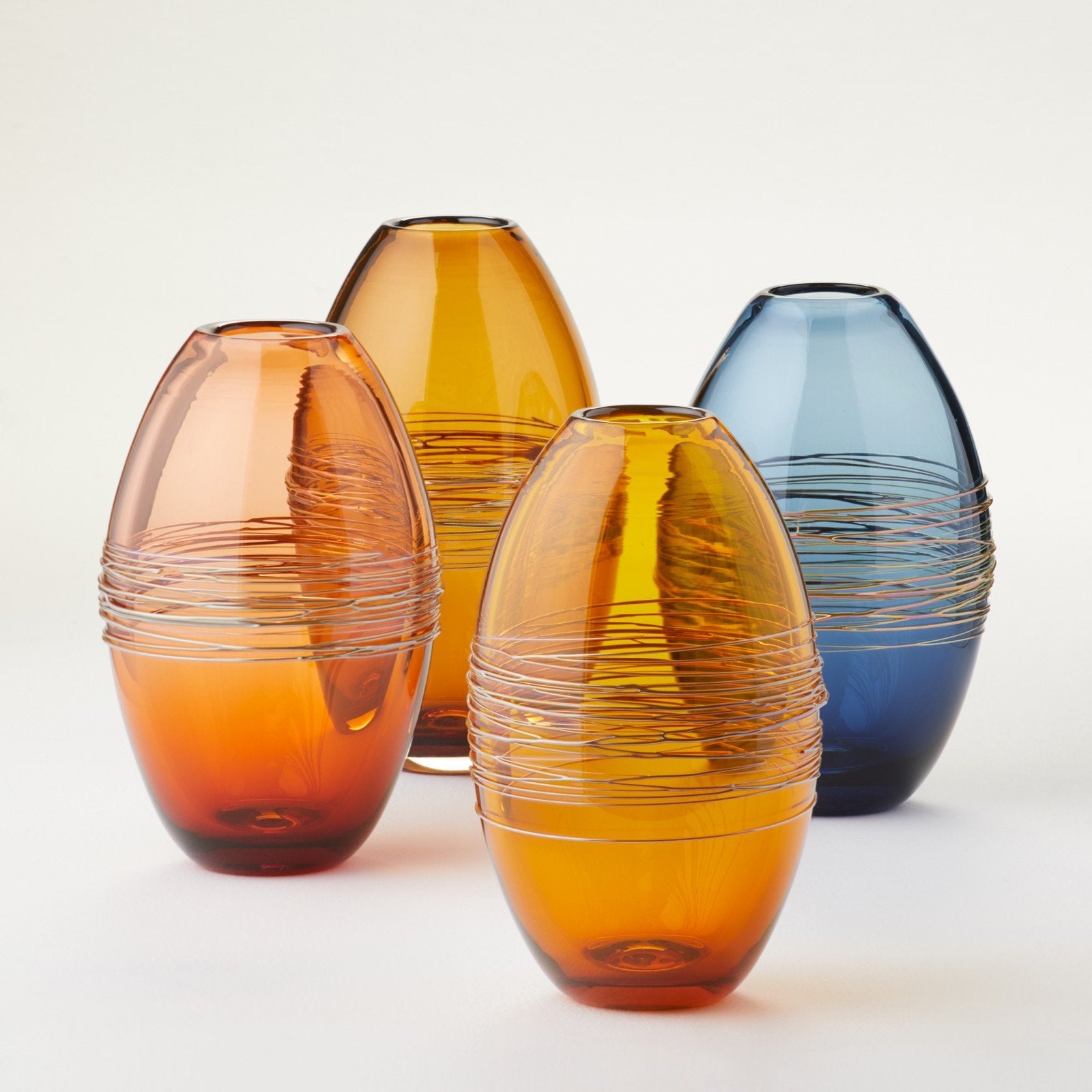 Left to right: Apricot, Amber, Gold Topaz, Steel Blue