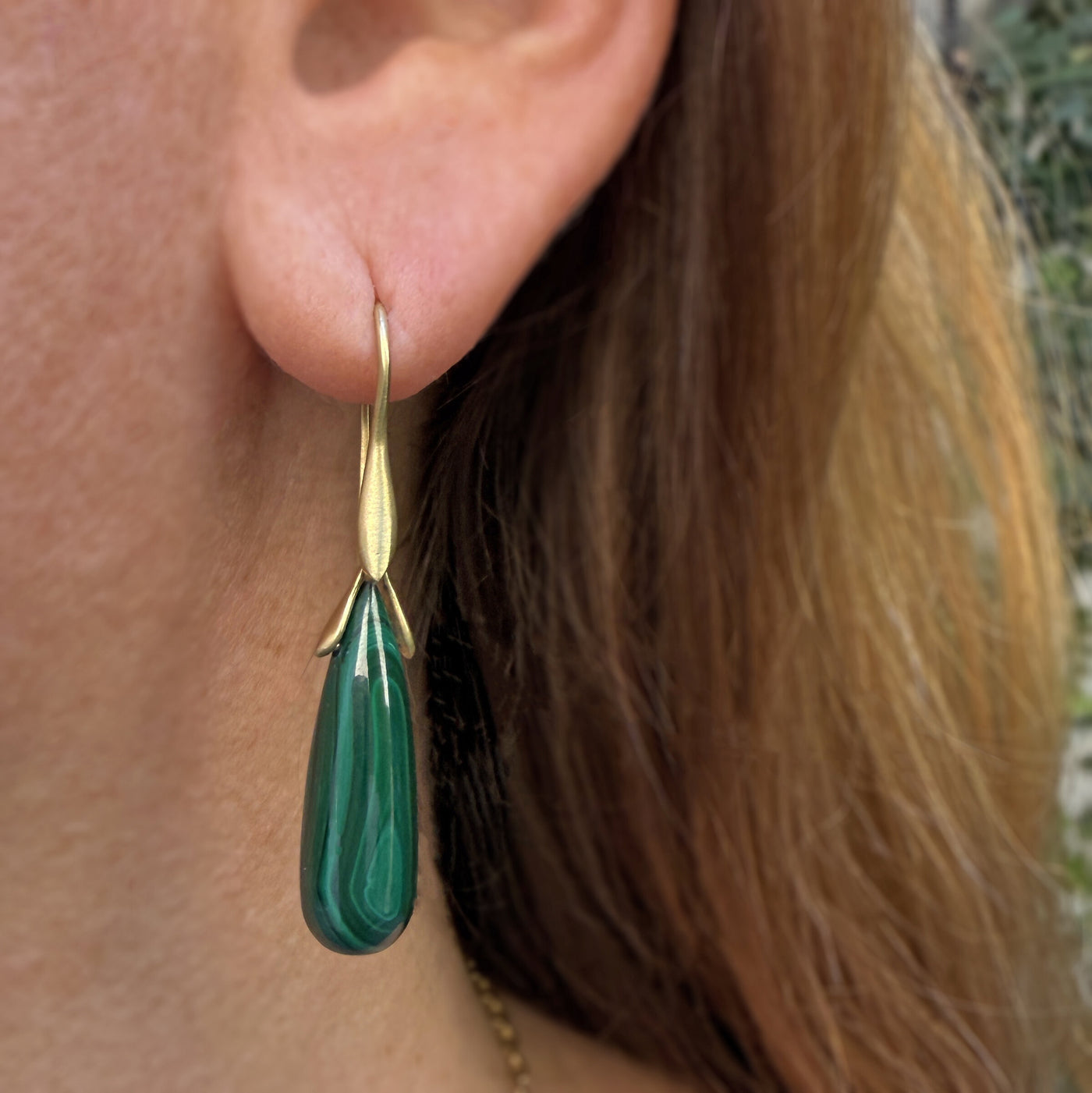 Malachite Briolette Trapeze Earrings