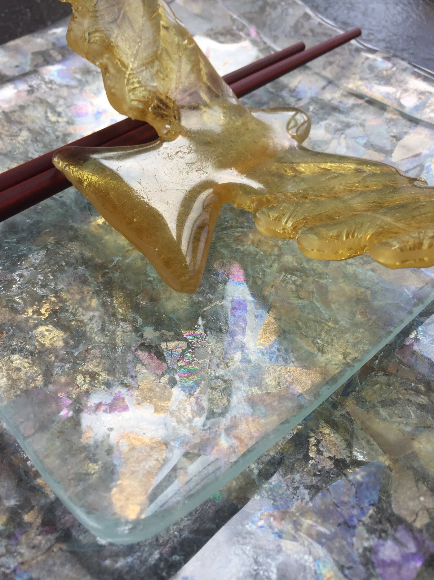 Gold Glass Bird Crystal Place Setting