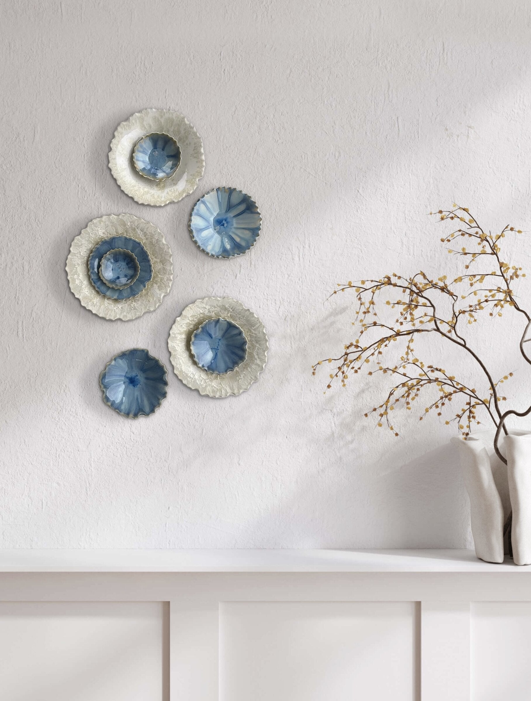 Ivory and Blue Porcelain Wall Set I