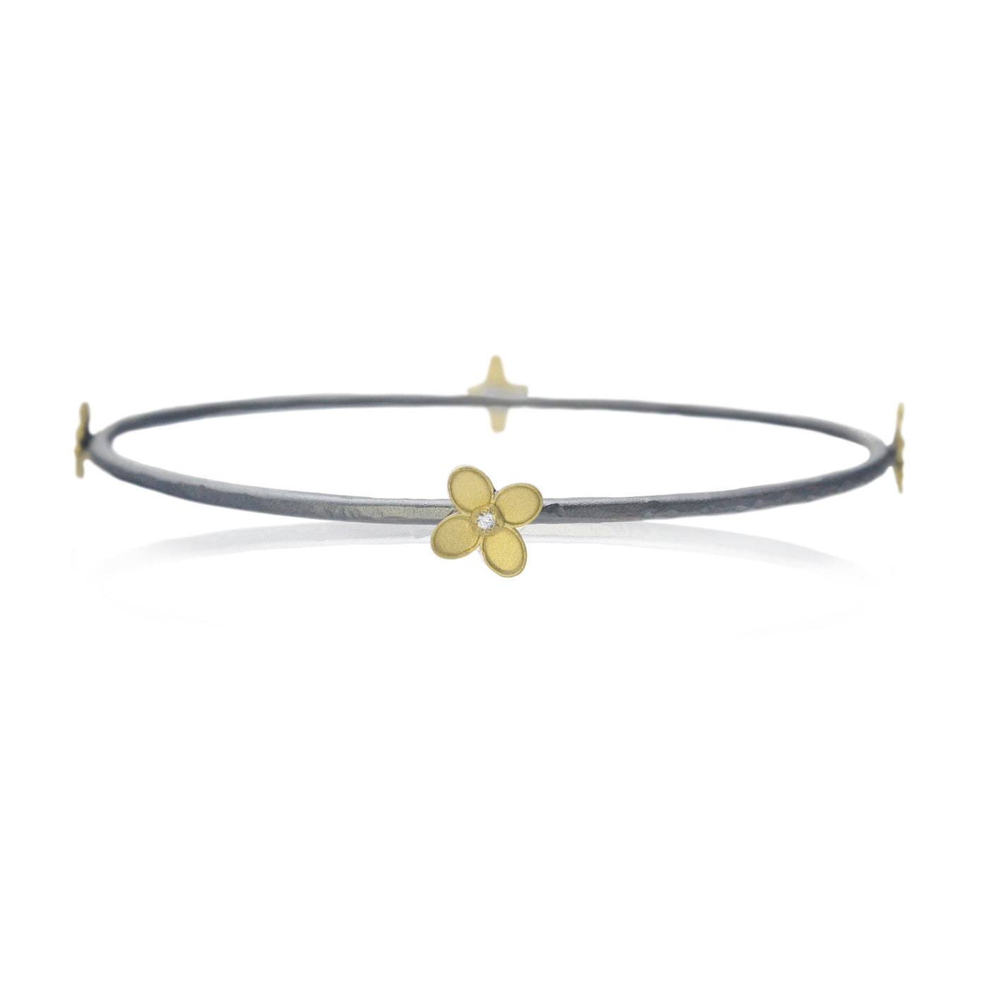 Large Hydrangea Bangle Bracelet with Diamonds