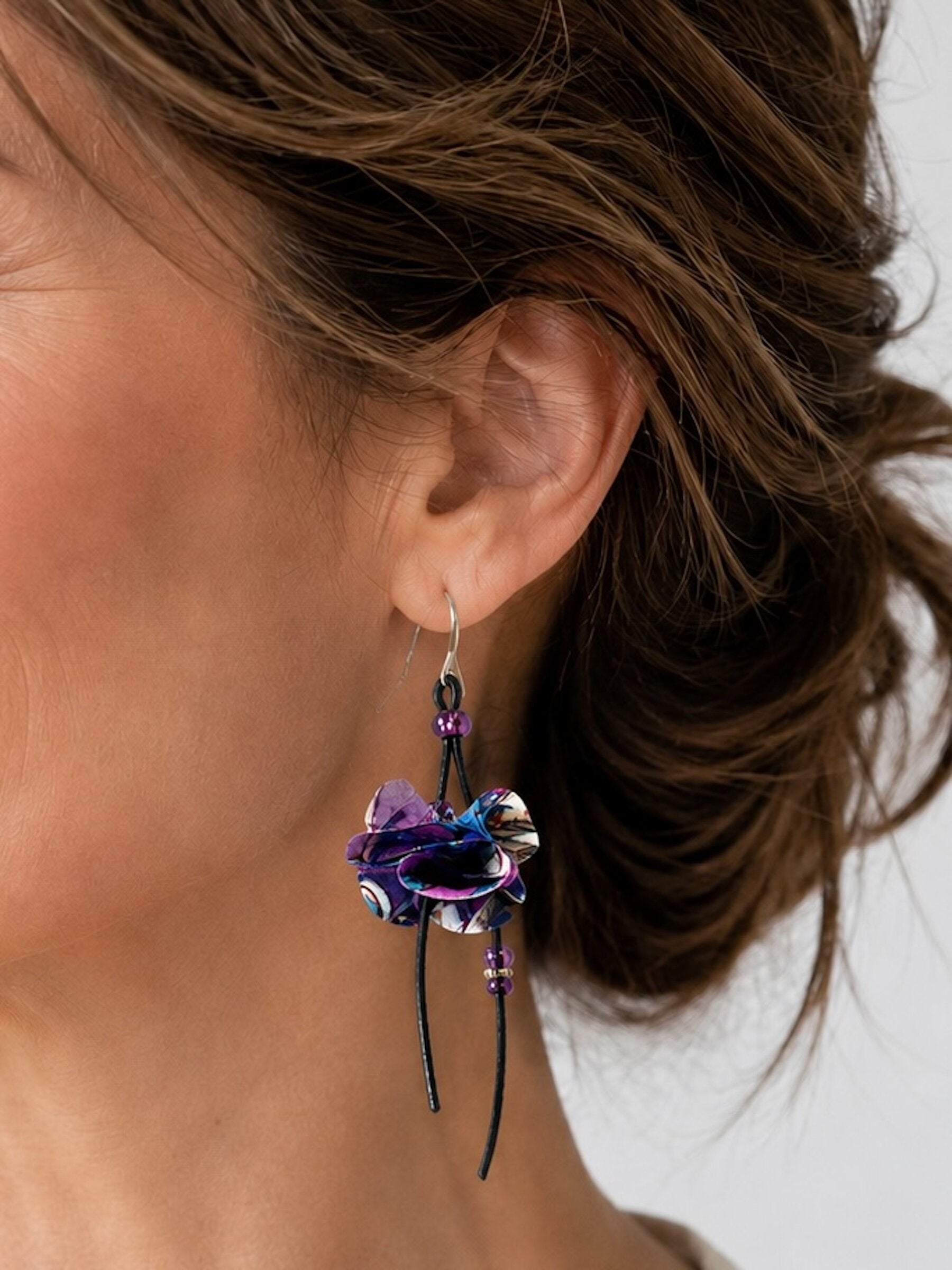 Purple Silk Blossom Earrings