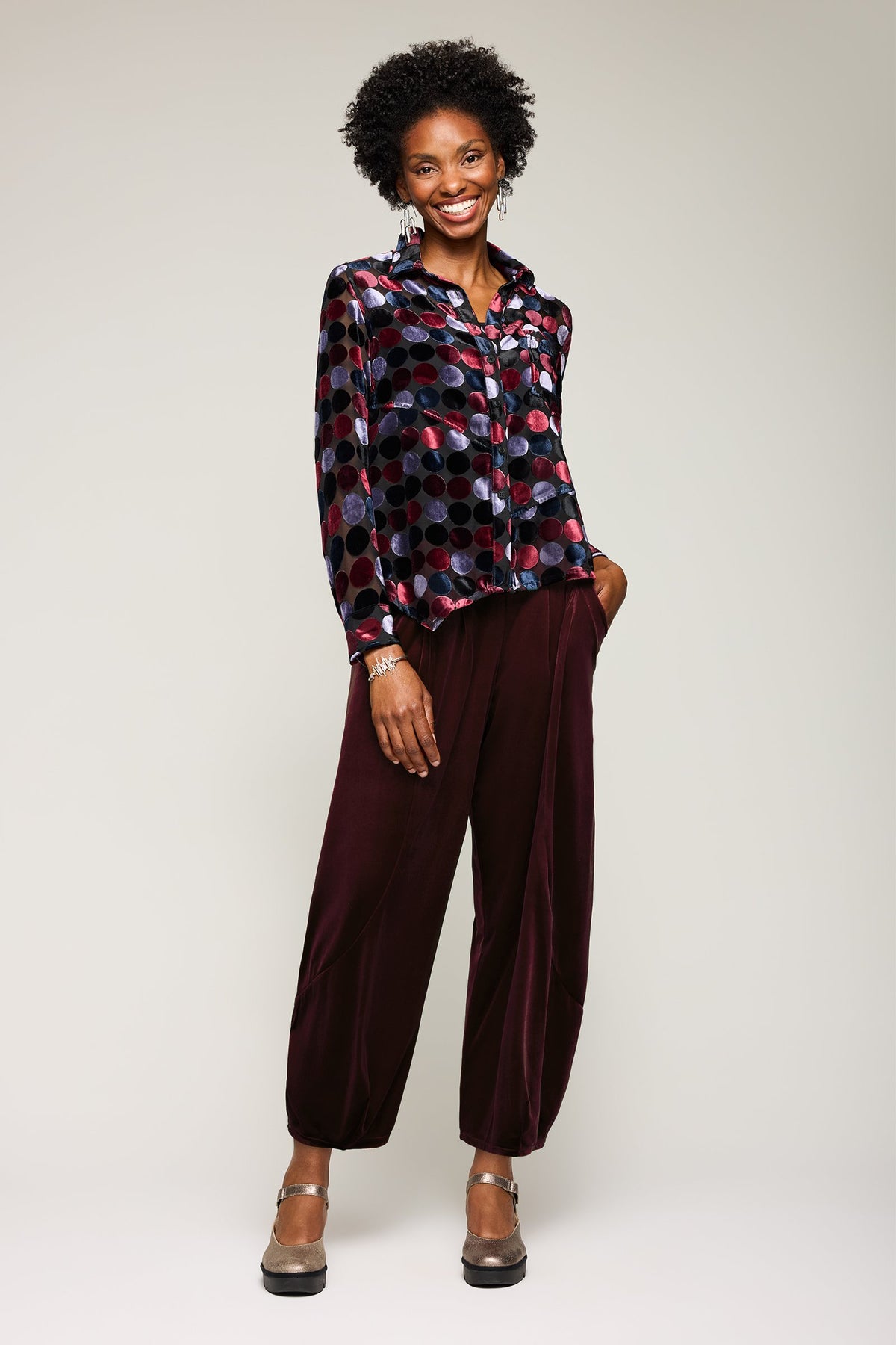 Burnout Velvet Dot Shirt