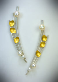 Pearl Leaf Arc Earrings