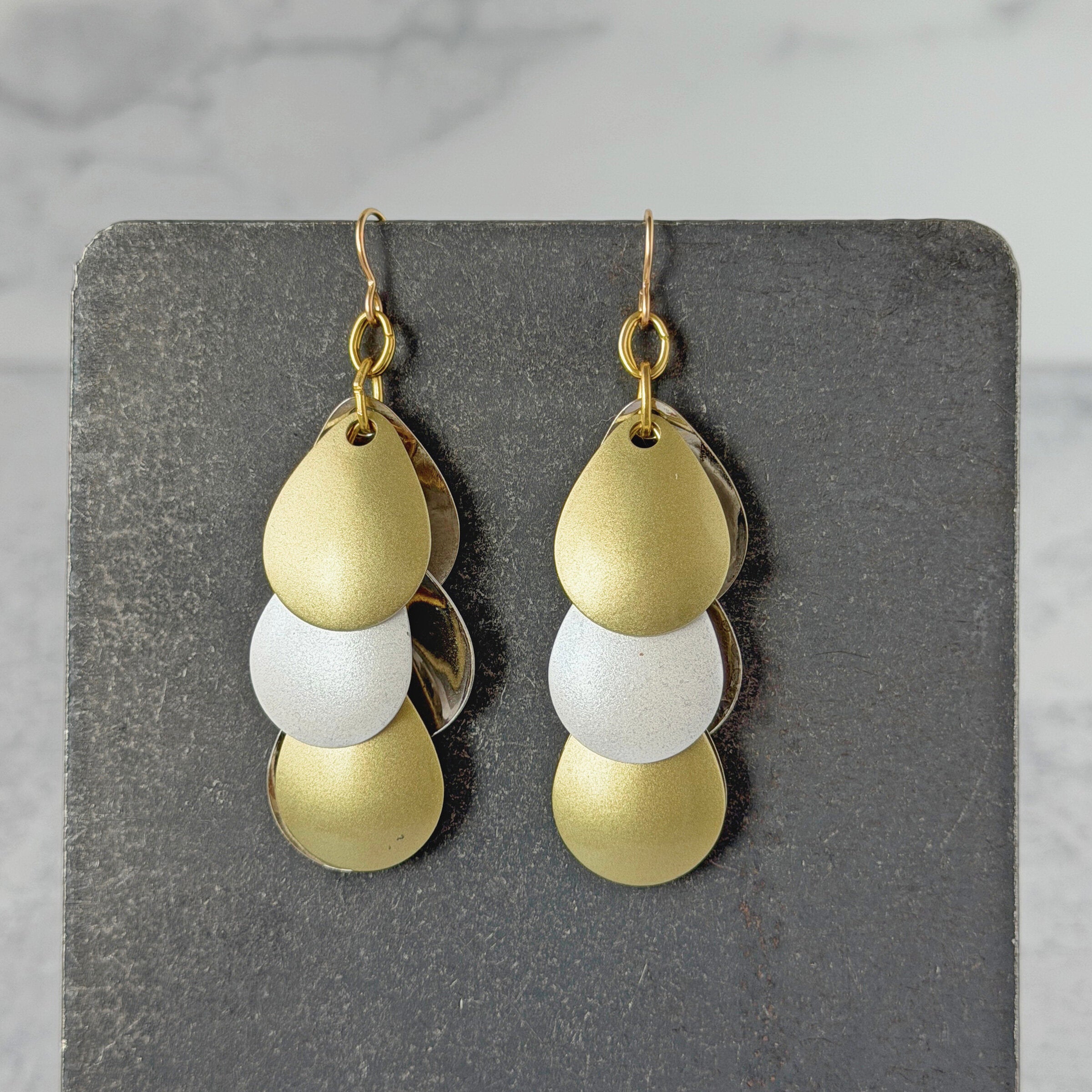 Gold & White Linear Earrings