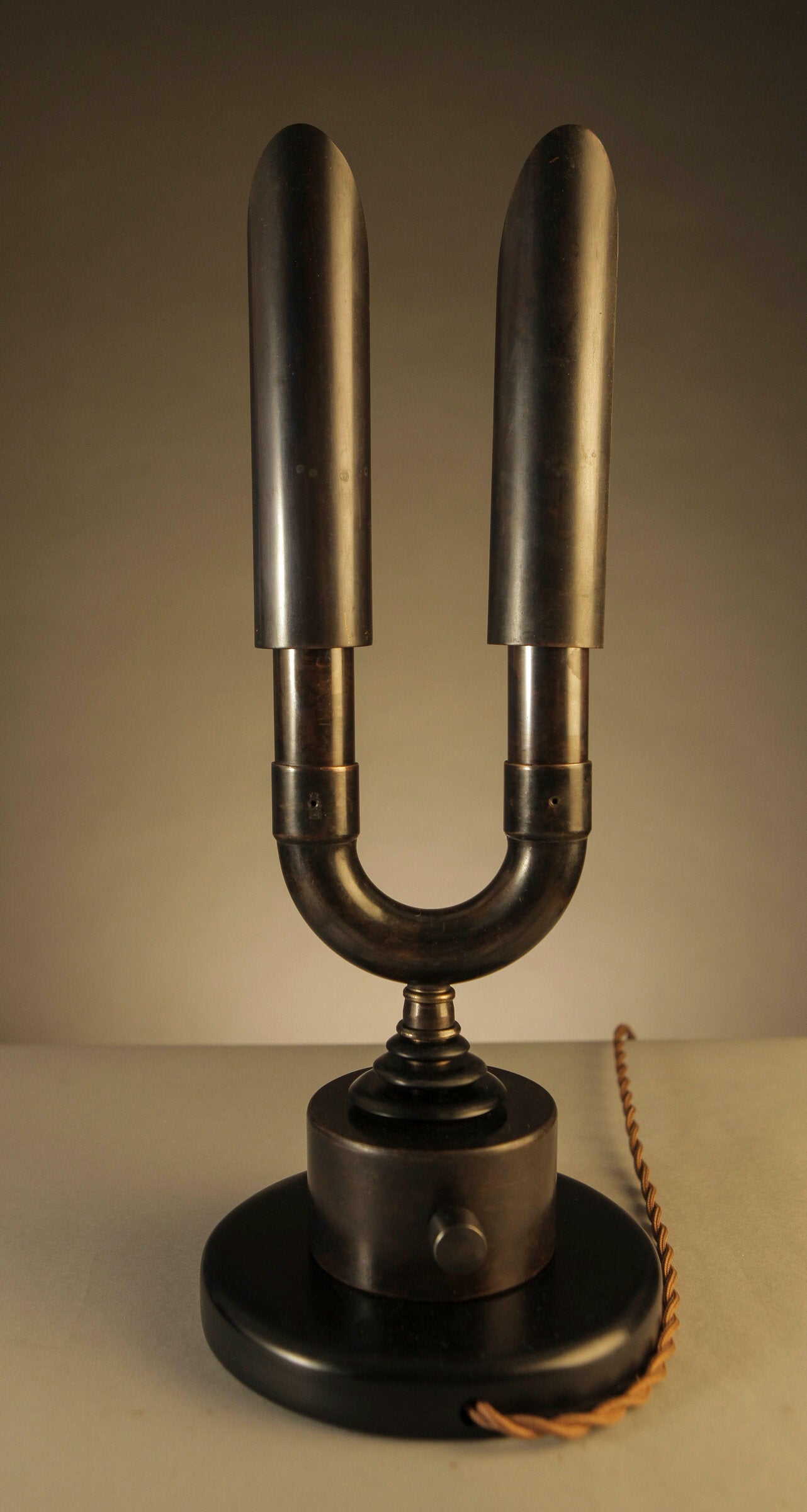 Twin Spires Copper and Bronze Lamp