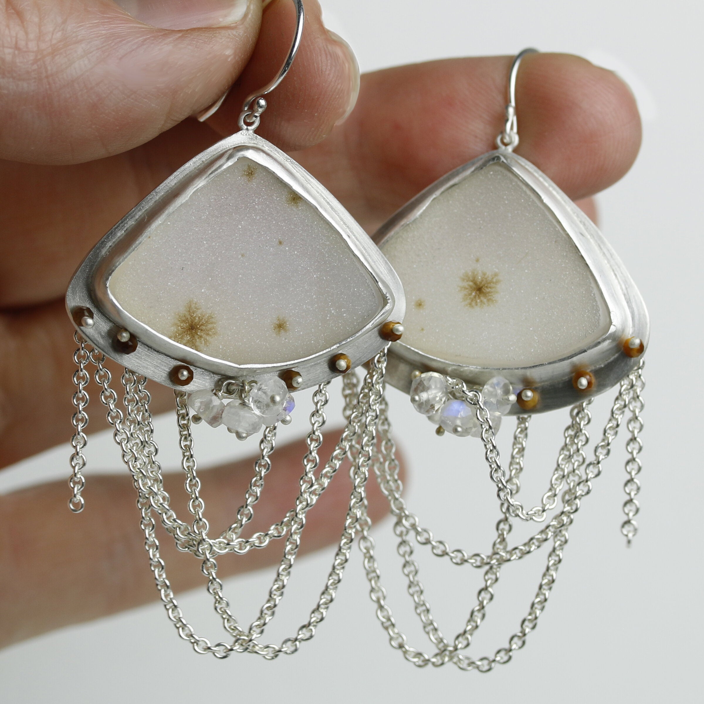 Dendritic Druzy Dangle Earrings