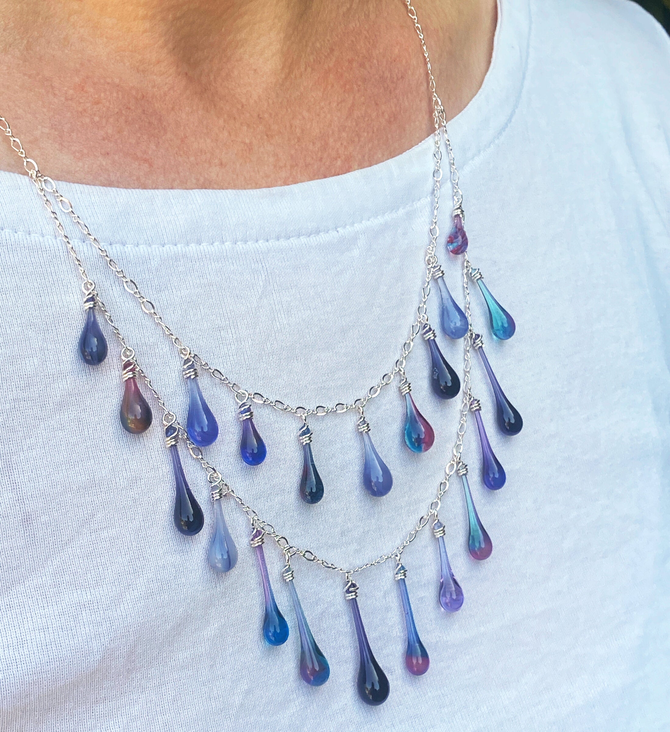 Mixed Purples Waterfall Necklace