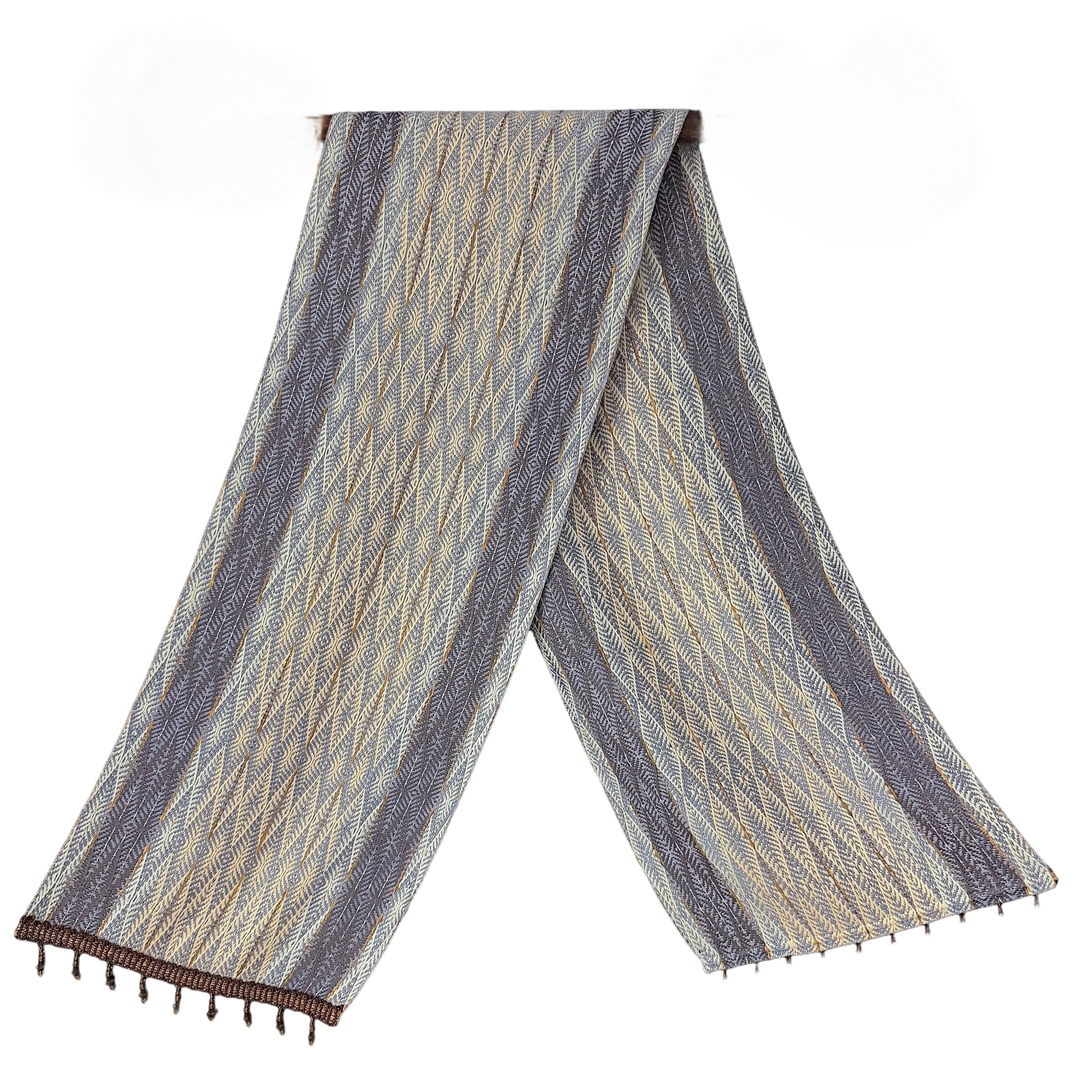 Handwoven Blue Steel Bamboo Table Runner