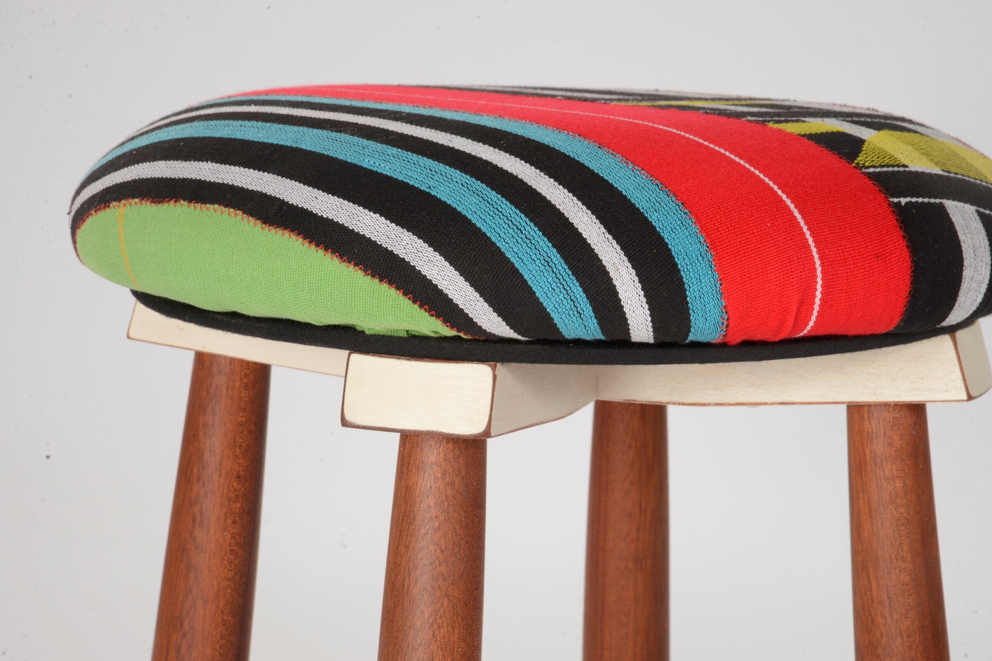Kente Cloth and African Mahogany Stool