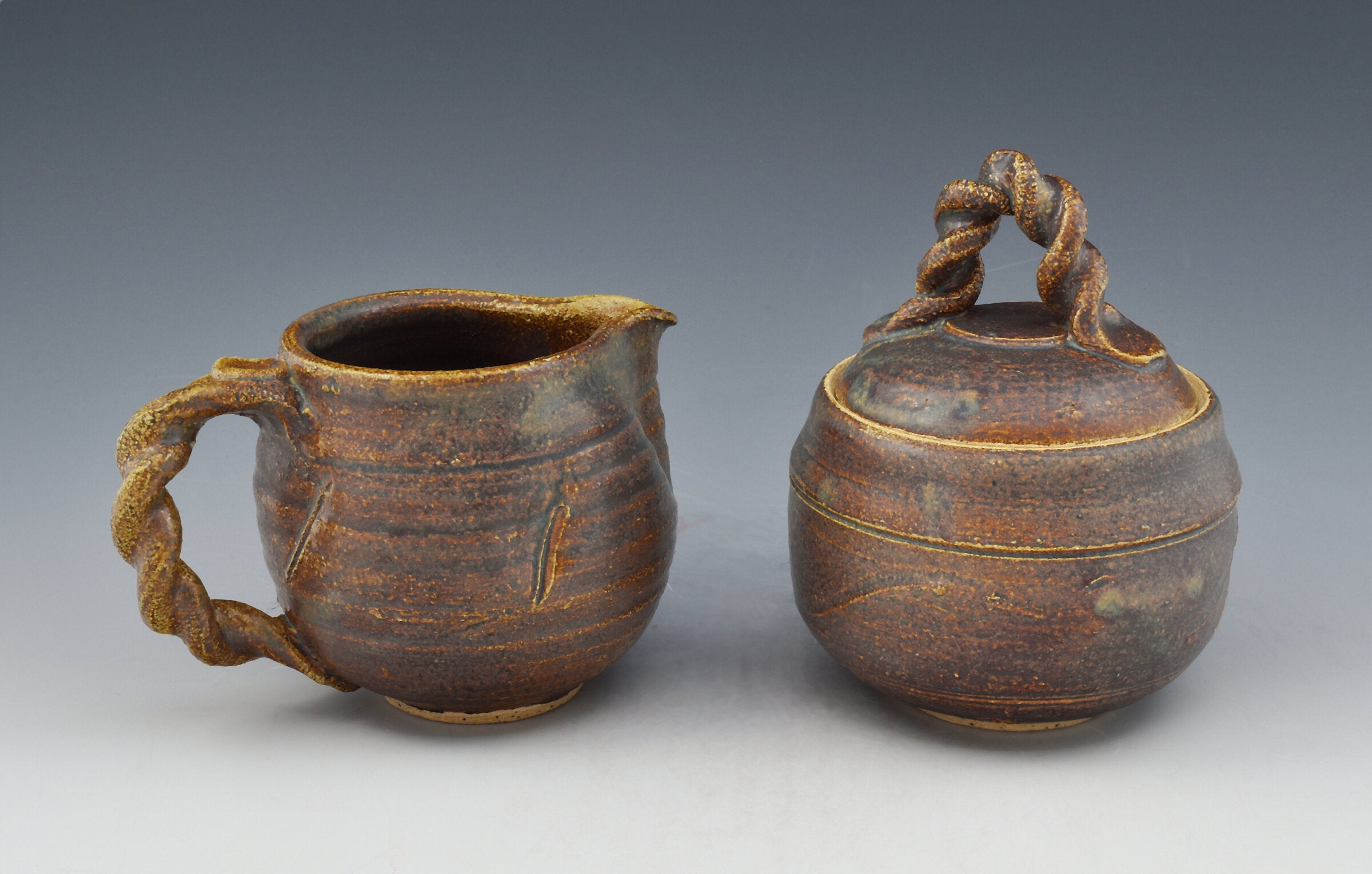 Stoneware Sugar and Creamer Set V