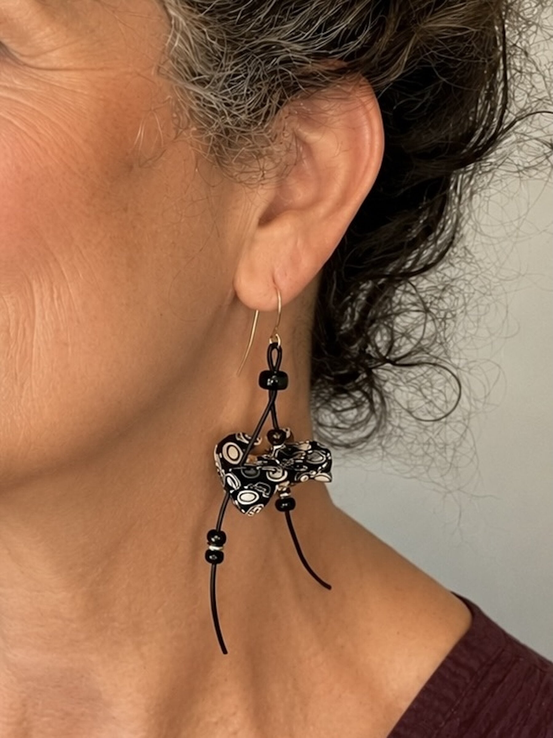 Black & White Silk Blossom Earrings