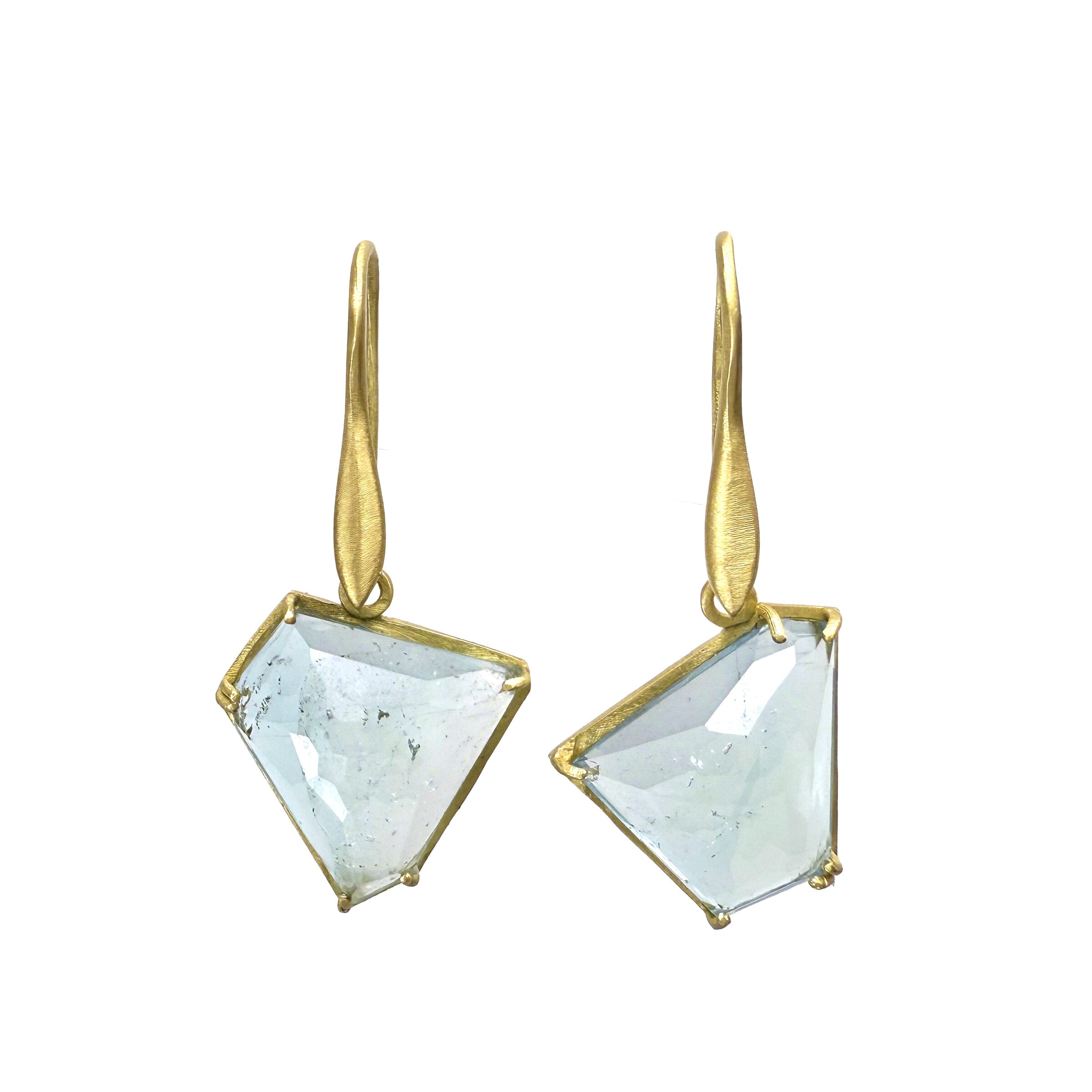 Asymmetrical Rose Cut Aquamarine Frame Earrings