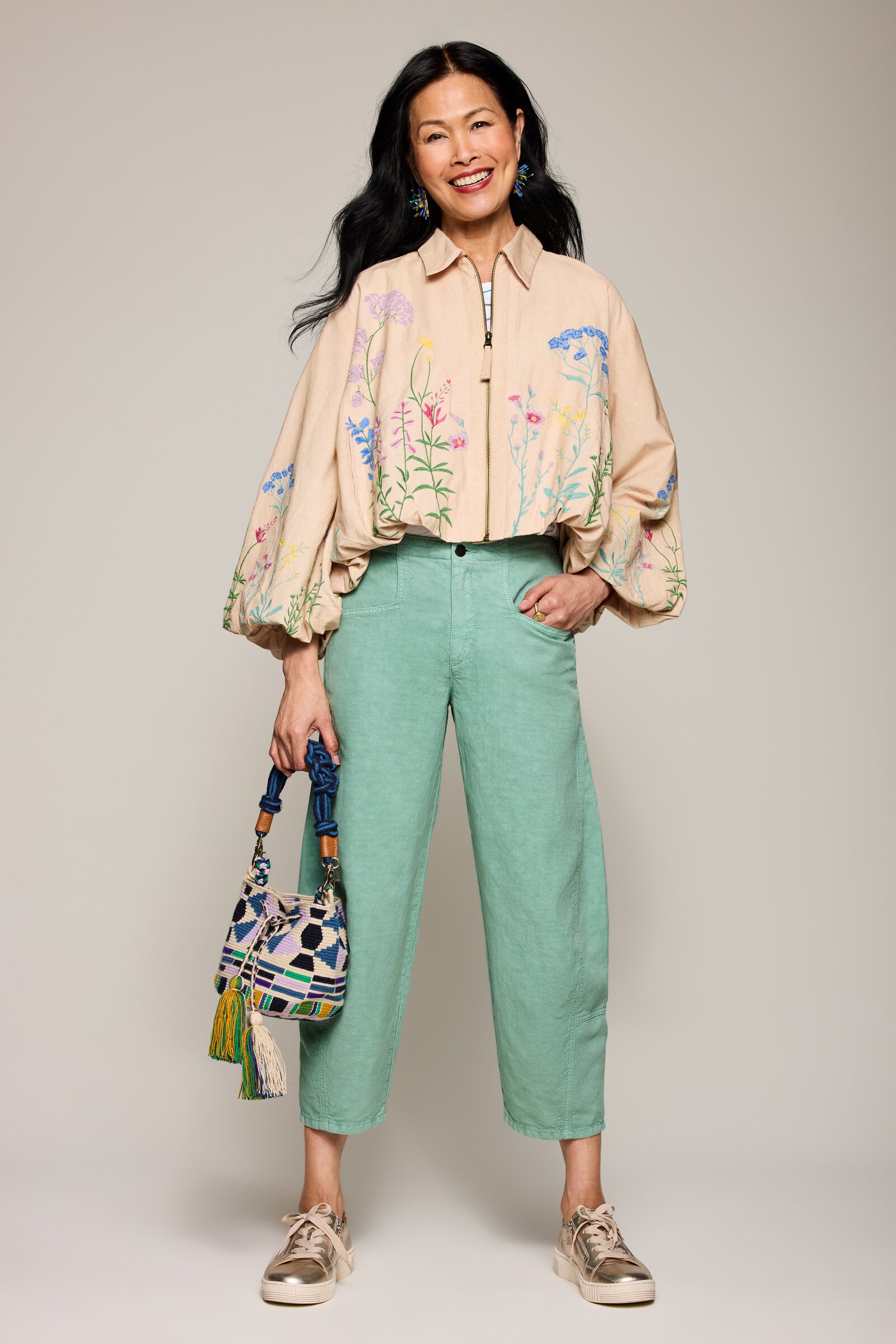 Floral Embroidery Poet Jacket